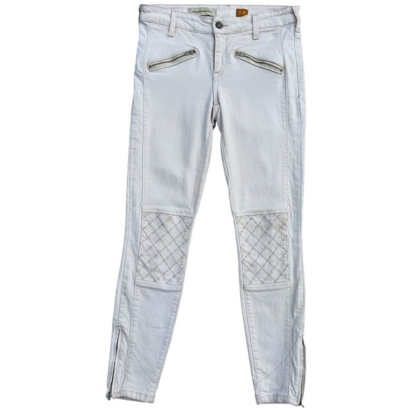 Pilcro and the Letterpress Denim - Anthro Pilcro and the Letterpress - Cream Motto Zipper Denim Pant - 27